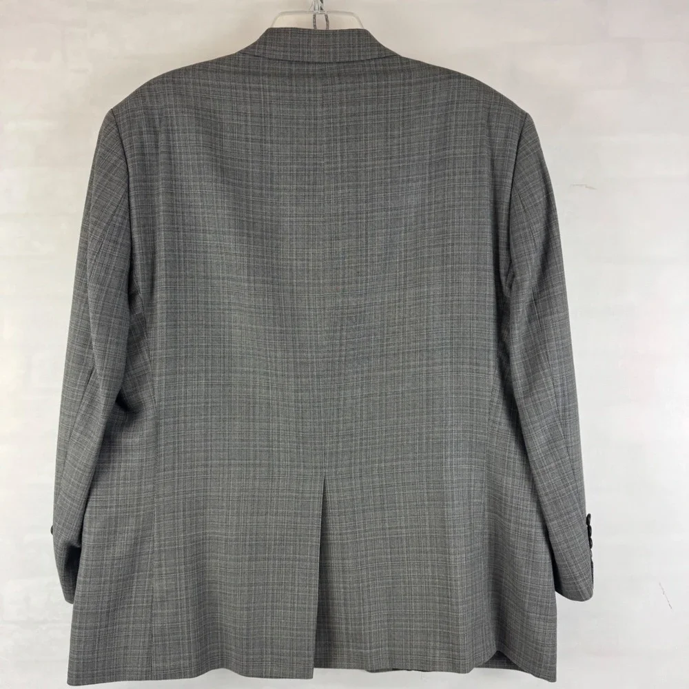 Lauren Ralph Lauren Made in‎ Italy Gray Plaid Silk Wool Sport Coat Blazer 44S